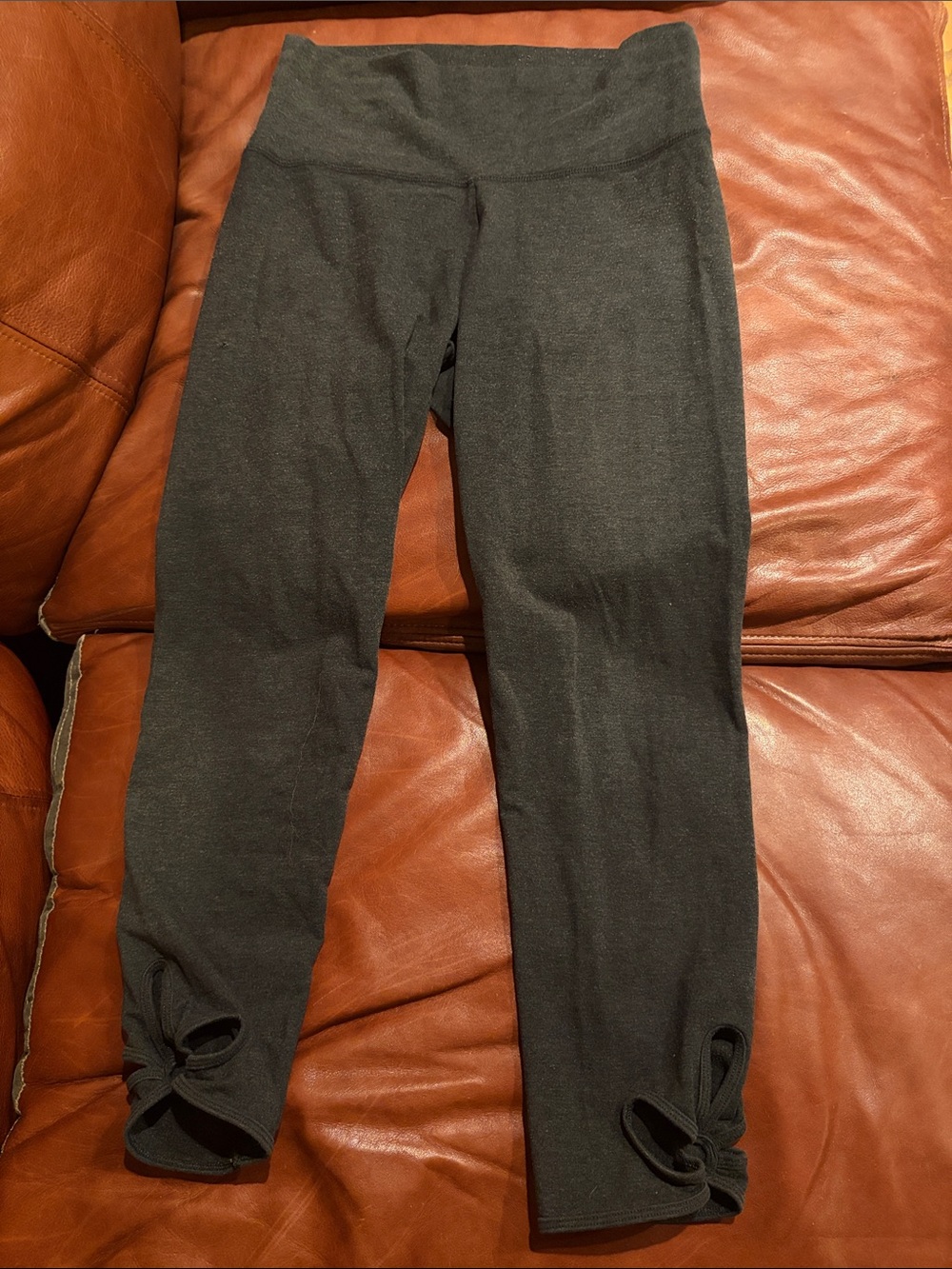 Women’s Grey Aerie Knit Leggings with Ankle Flower Cut Out Detail Large